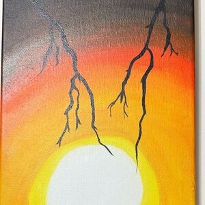 Sunset Canvas Art with Branch Silhouette